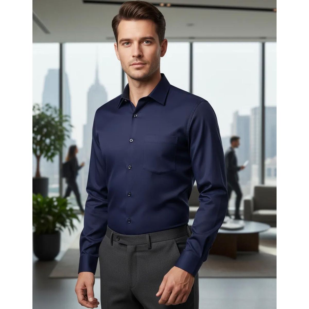 BLUE MOUNTAIN - Camisa Hombre Casual Manga Larga