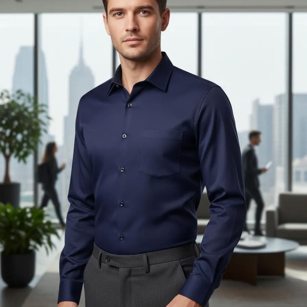 BLUE MOUNTAIN - Camisa Hombre Casual Manga Larga