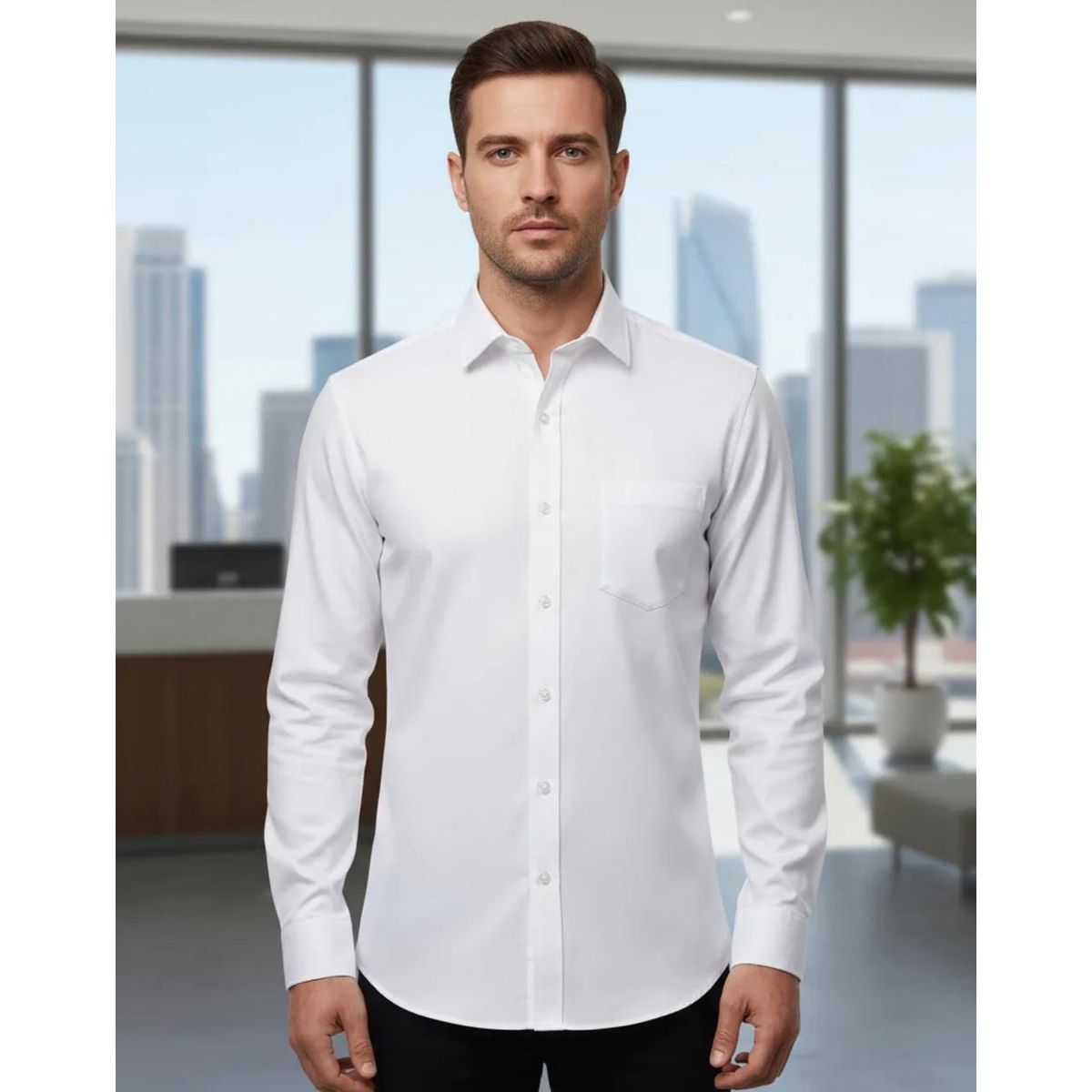 BLUE MOUNTAIN - Camisa Hombre Casual Manga Larga