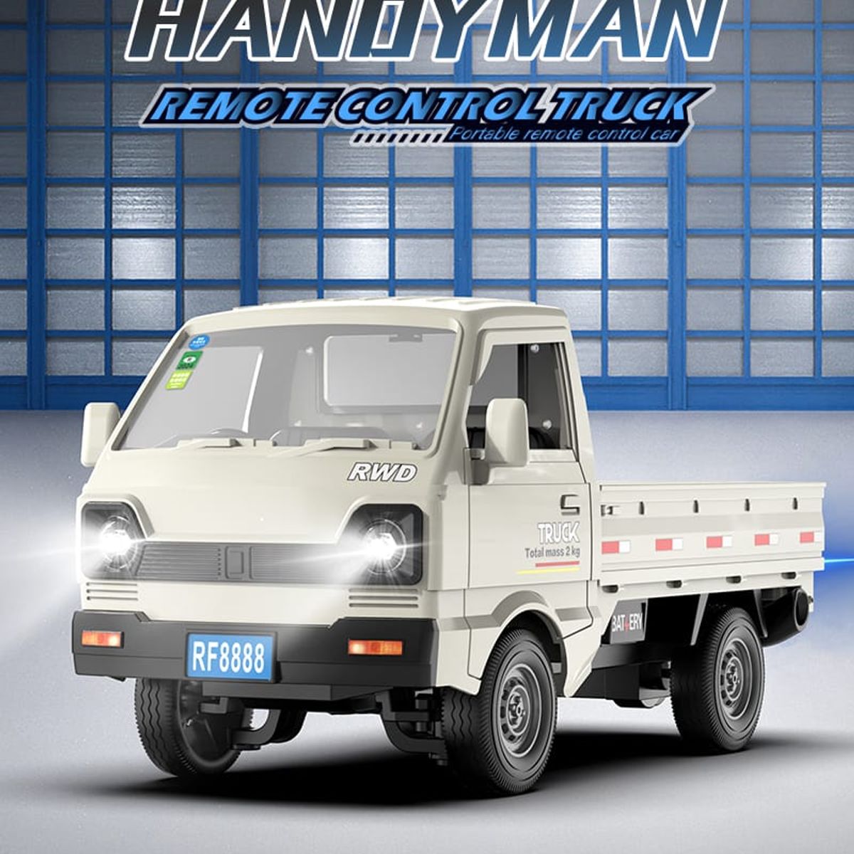 GENERICO - Camion 3/4 De Carga A Control Remoto 1 :18 Con Luz Led Color Blanco