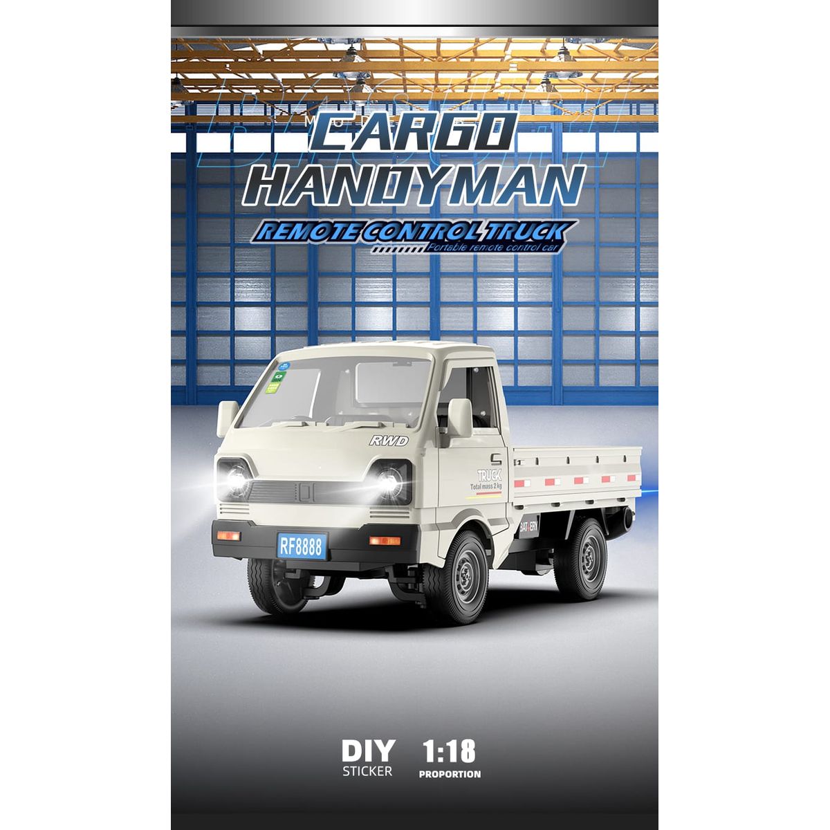 GENERICO - Camion 3/4 De Carga A Control Remoto 1 :18 Con Luz Led Color Blanco