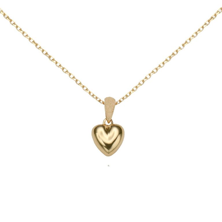 Collar Plata 925 Corazon Liso Dorado TALLA UNICA