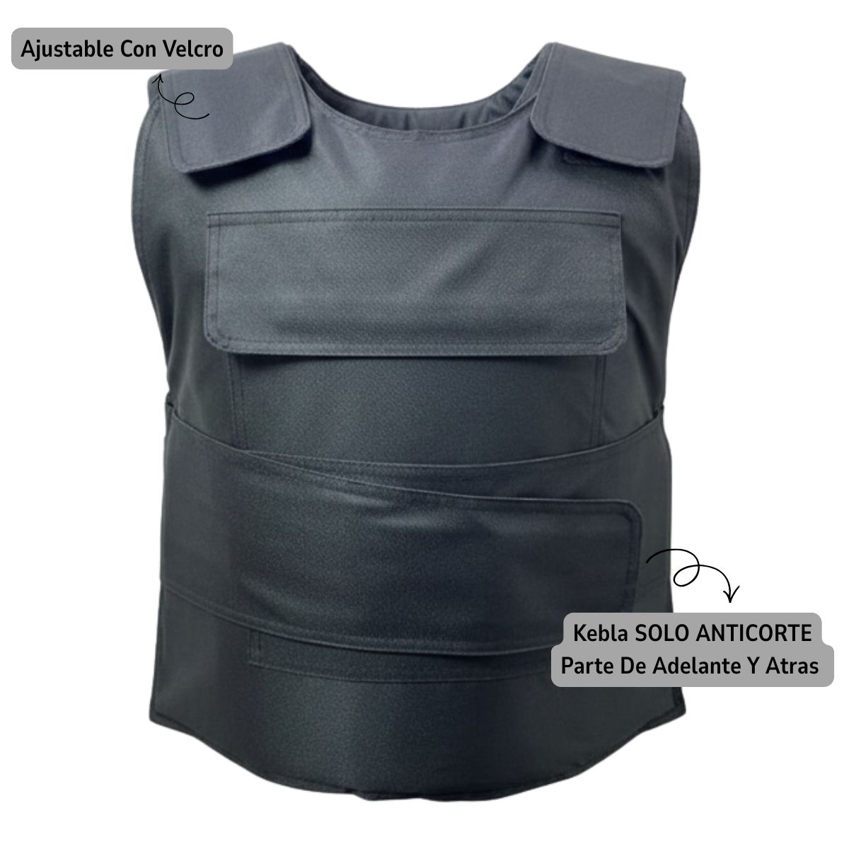 EKOL TACTICA MILITAR - Chaleco De Seguridad Táctico Anti Corte Ajustable Guardias Negro Talla Única