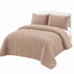 GENERICO - Cubrecama Con Chiporro Trenzado 2 Plazas Café Claro Para Invierno