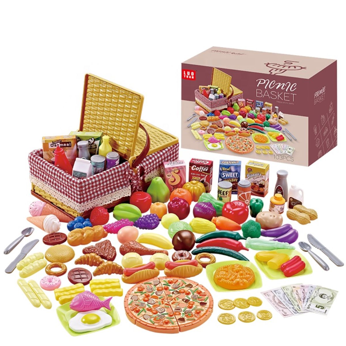 BRAIN PICNIC - Canasta Picnic Educativa Montessori  SET COMPLETO DE JUEGO