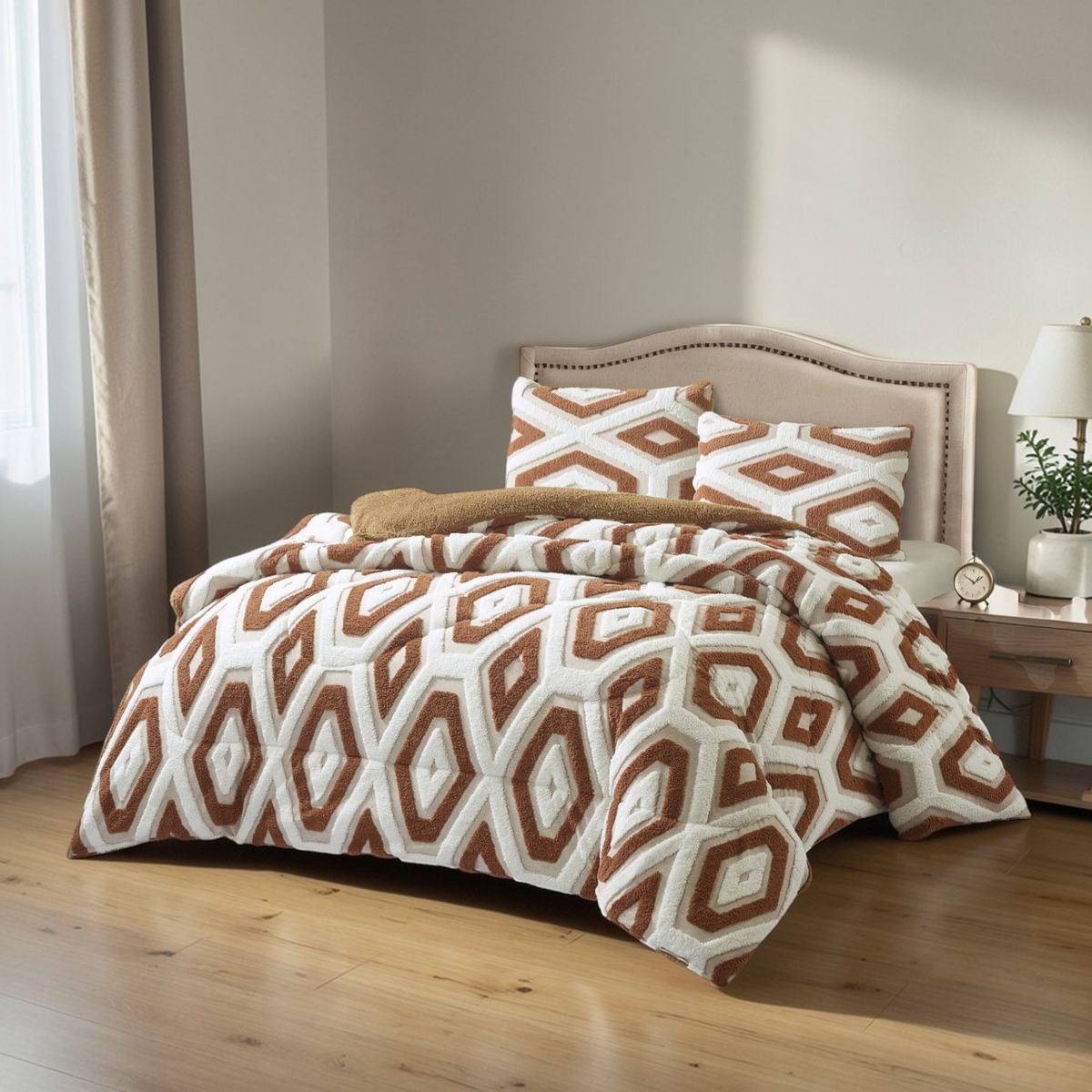 GENERICO - Cubrecama Premium Tejido Jacquard con Chiporro 2 plazas m06.
