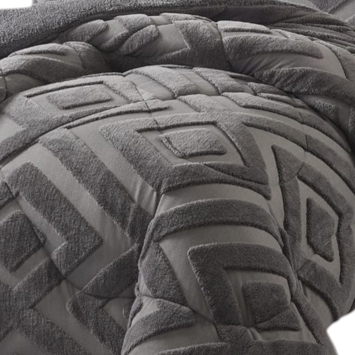 GENERICO - Cubrecama Premium Tejido Jacquard con Chiporro 2 Plazas Gris