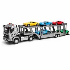 TRUCK REPUBLIC - CAMIÓN METAL REMOLQUE CON 5 VEHÍCULOS – LUCES Y SONIDO