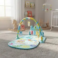 JAGIMA - Alfombra Gimnasio Musical Con Piano Juguete Para Bebé Celeste
