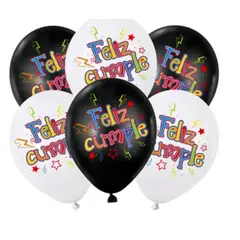 GENERICO - Set de globos de latex Feliz Cumpleaños 6pcs