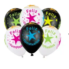 GENERICO - Set de globos de latex Feliz Cumpleaños 6pcs