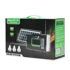 GENERICO - KIT EMERGENCIA CAMPING SOLAR 3 AMPOLLETAS LINTERNA+RADIO MP3