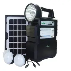 GENERICO - KIT LAMPARA SOLAR DE CAMPING USB + RADIO + BLUETOOTH COLOR NEGRO