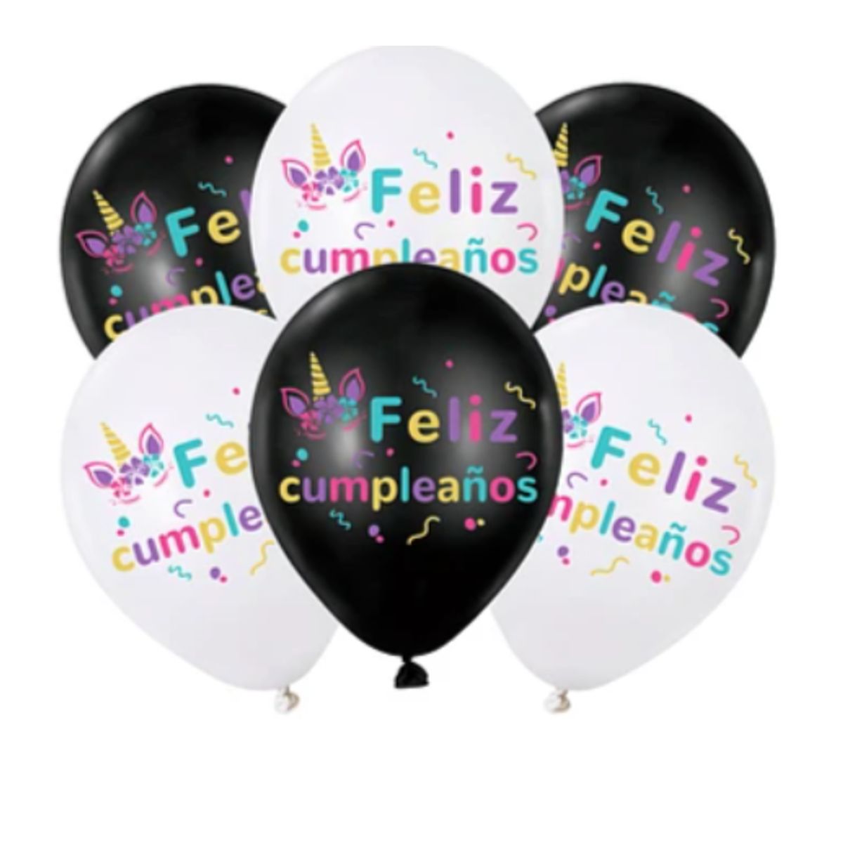 GENERICO - Set de globos de latex Feliz Cumpleaños unicornio 6pcs