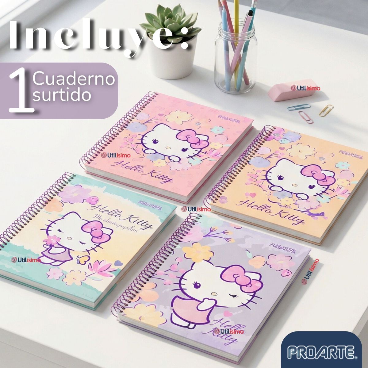 PROARTE - Cuaderno Universitario Hello Kitty 150 Hojas Tapa Gruesa Proarte Diseños Surtidos