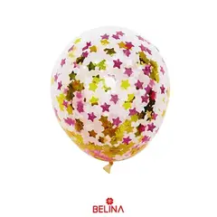 GENERICO - Globos de látex con confeti de estrellas dorado y rosa 3pcs 30cm