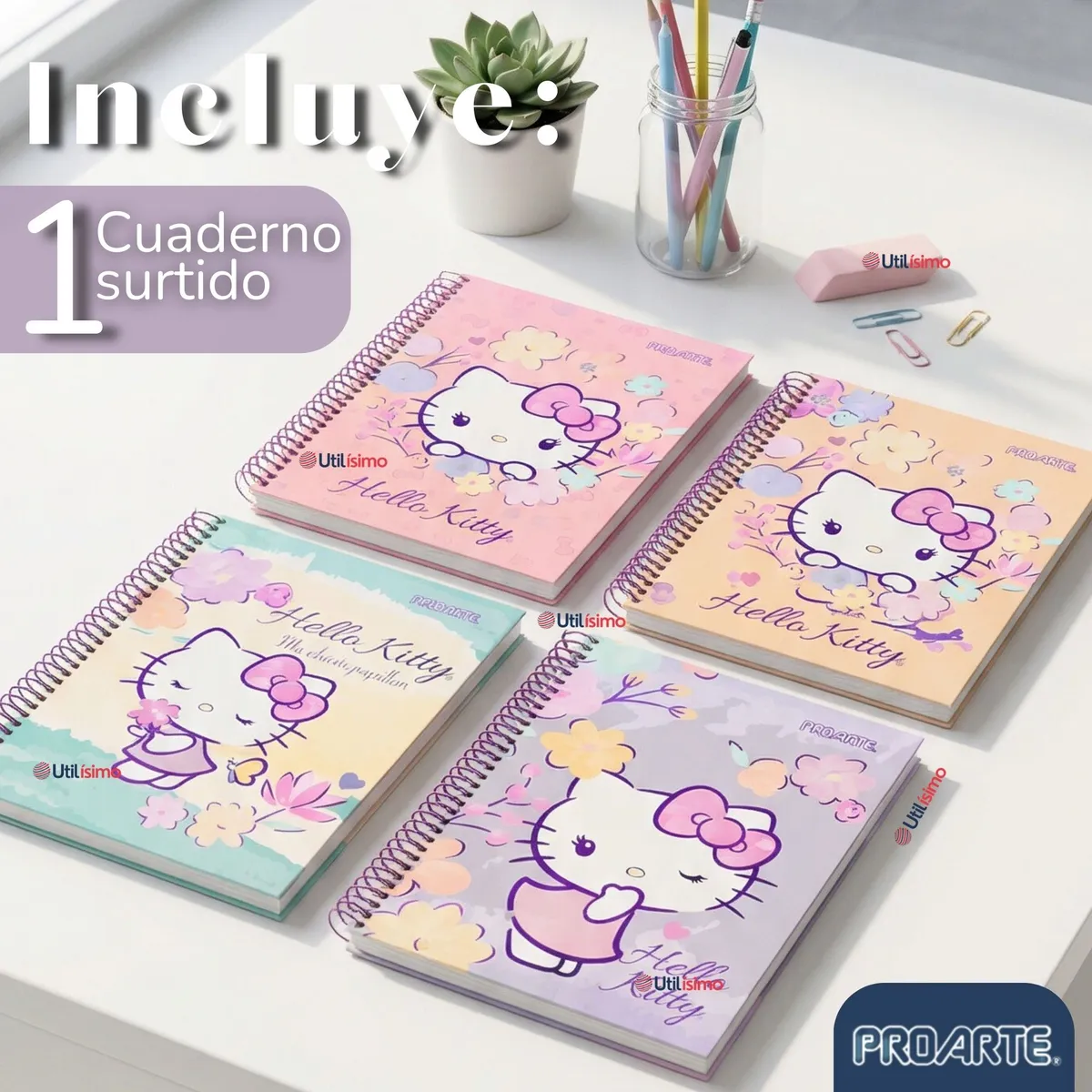 PROARTE - Cuaderno Universitario Hello Kitty 150 Hojas Tapa Gruesa Proarte Diseños Surtidos