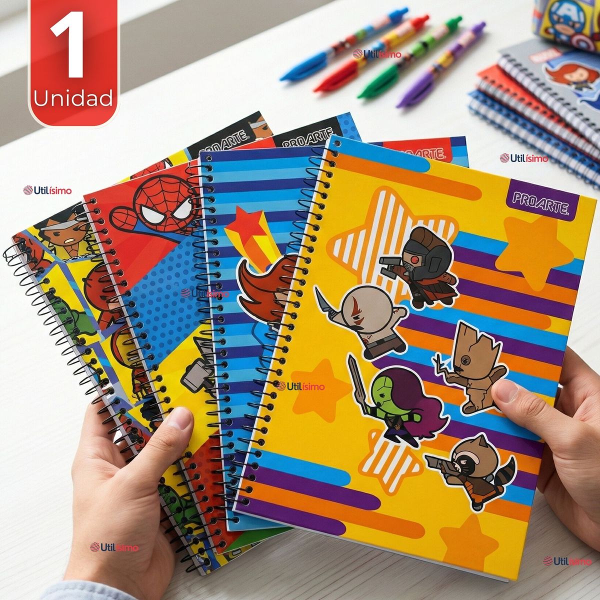 PROARTE - Cuaderno Universitario Marvel Heroes Kawaii 150 Hojas Tapa Gruesa Proarte Diseños Surtidos