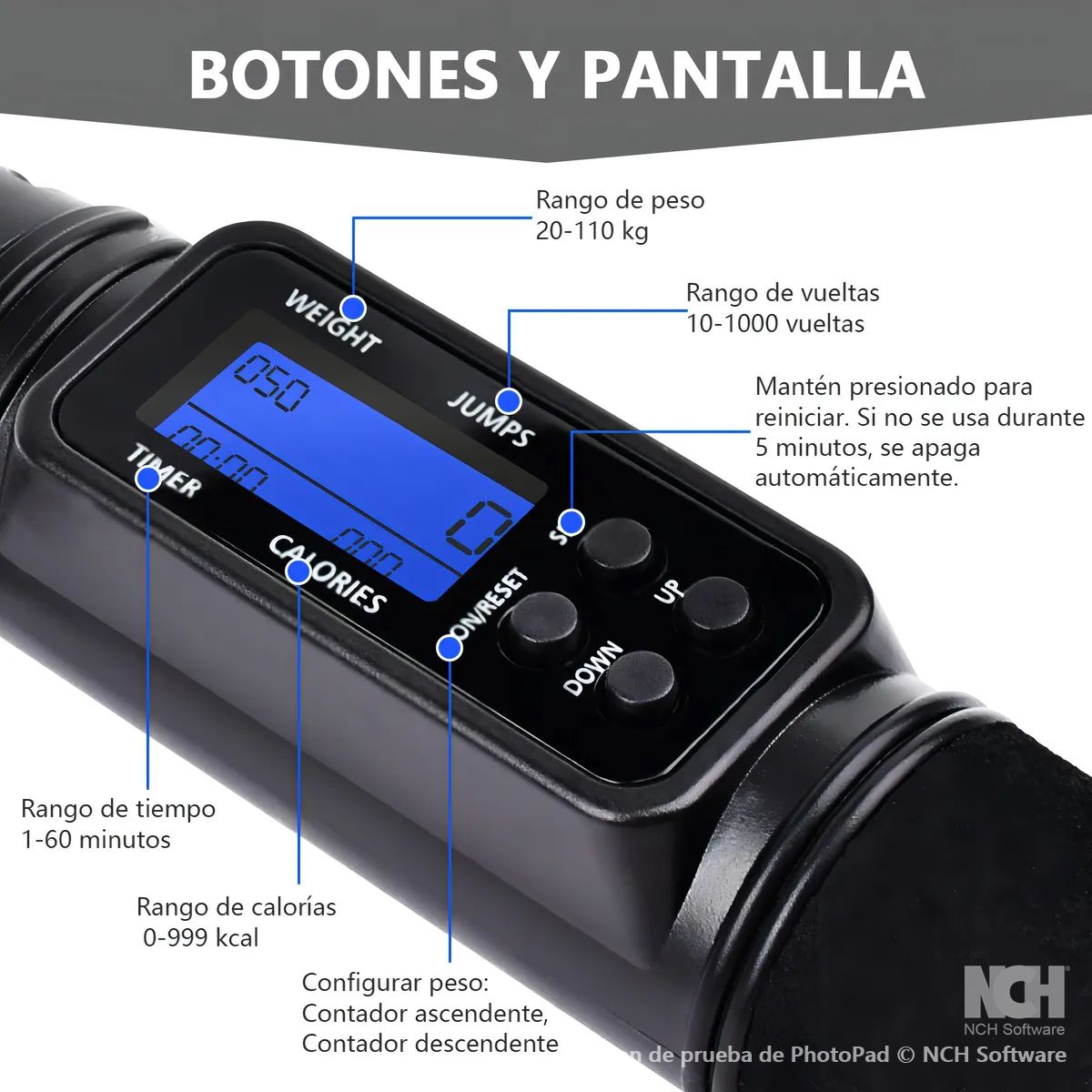 GENERICO - Cuerda Para Saltar Digital Con Contador Y Pantalla Lcd