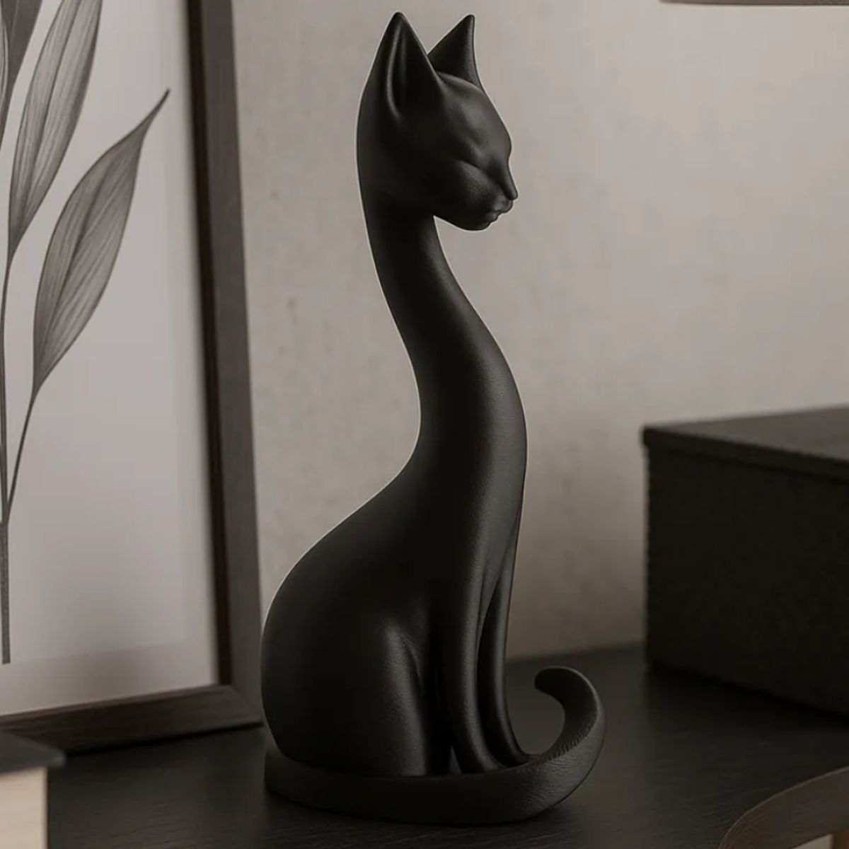 GENERICO - Escultura gato elegante cuello largo