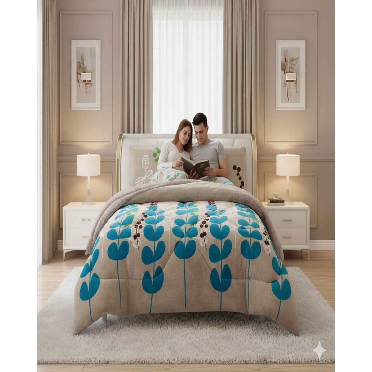 GENERICO - Juego de Cubrecama más Sábanas con chiporro  king Extra Suave Térmico Premium