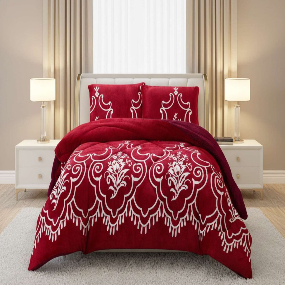 GENERICO - Juego de Cubrecama más Sábanas con chiporro  king Extra Suave Térmico Premium