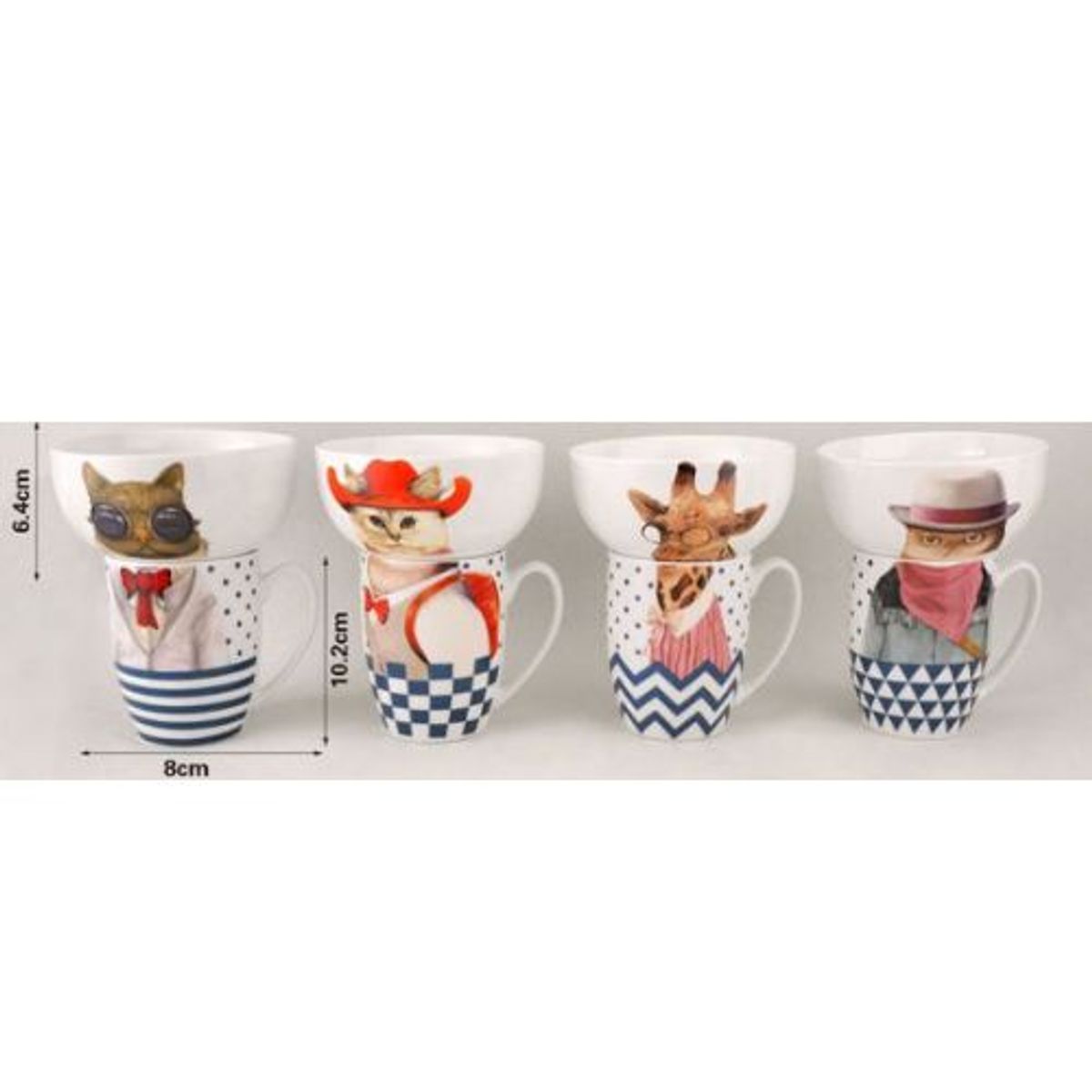 GENERICO - TAZA Y PLATO ONDO DE DIFERENTES DISEÑOS DE ANIMALES 510ML+350ML