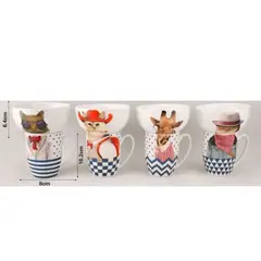 GENERICO - TAZA Y PLATO ONDO DE DIFERENTES DISEÑOS DE ANIMALES 510ML+350ML
