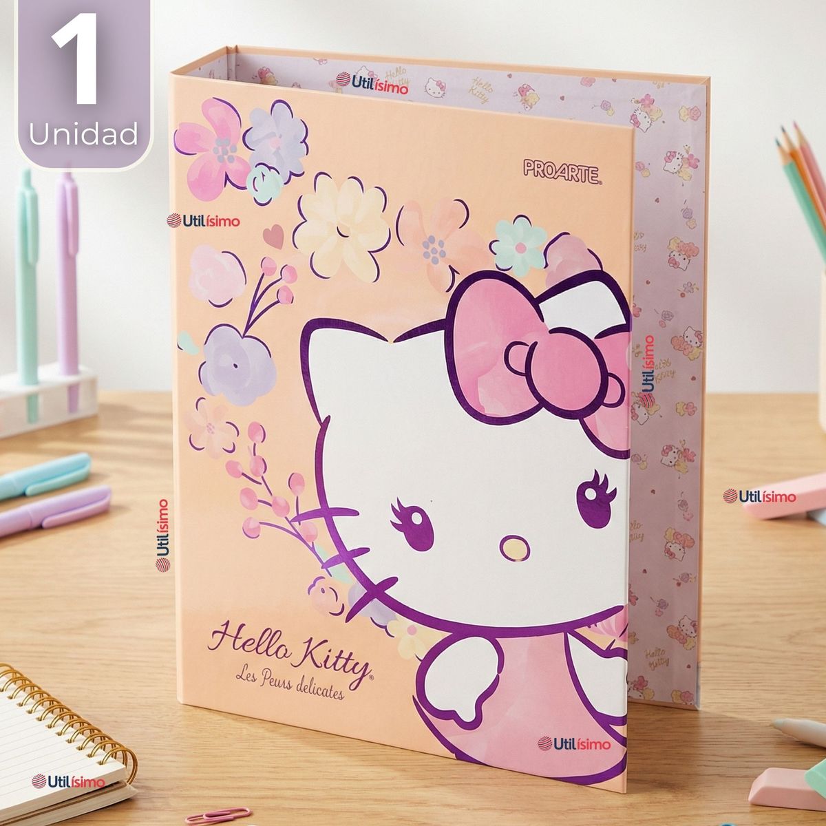 PROARTE - Archivador Lomo Ancho Formato A4 Carta 2 Anillos Hello Kitty Diseño Surtido