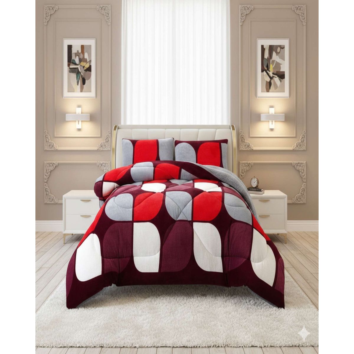 GENERICO - Set de Cubrecama con Chiporro mas sabana Plaza y Media Extra Suave Térmico Premium