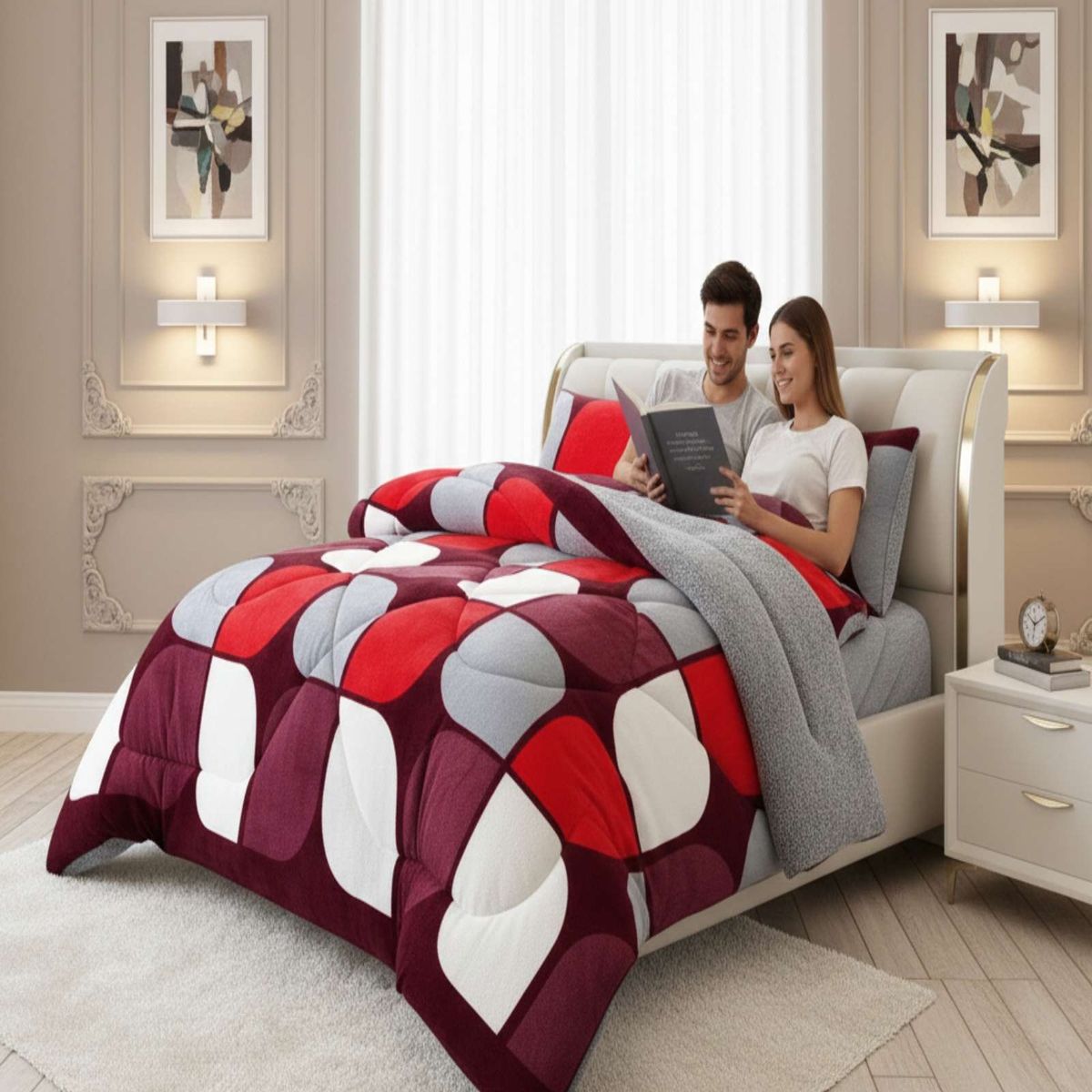 GENERICO - Set de Cubrecama con Chiporro mas sabana Plaza y Media Extra Suave Térmico Premium