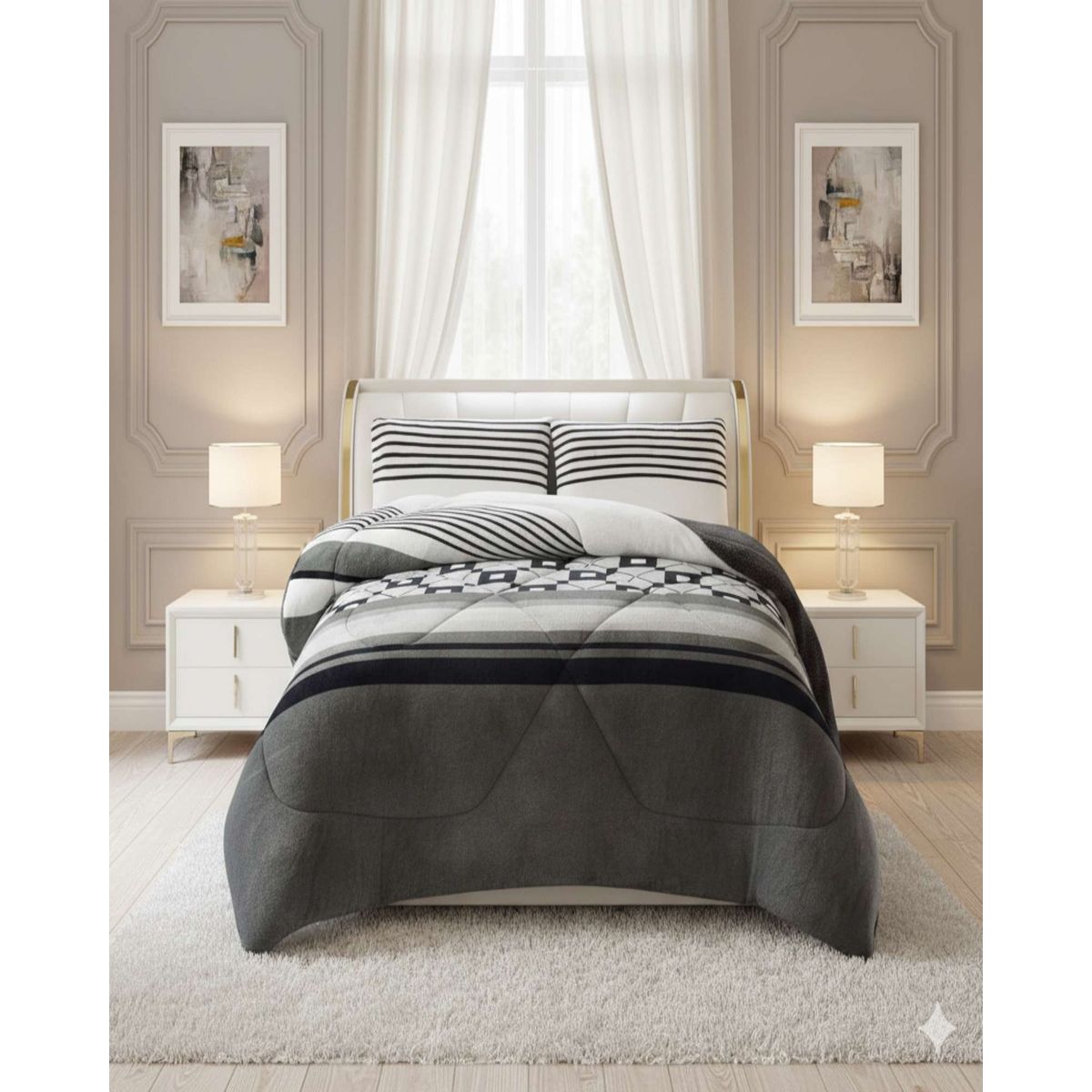 GENERICO - Set de Cubrecama con Chiporro mas sabana 2 plaza Extra Suave Térmico Premium