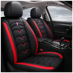 GENERICO - Fundas Cubre Asiento Auto Premium Luxury Negro Rojo