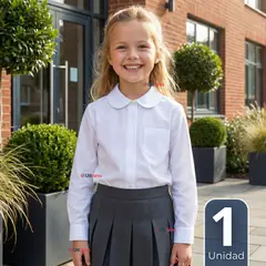 UTILISIMO - Blusa Escolar Camisa Blanca Manga Larga Colegio Para Niñas