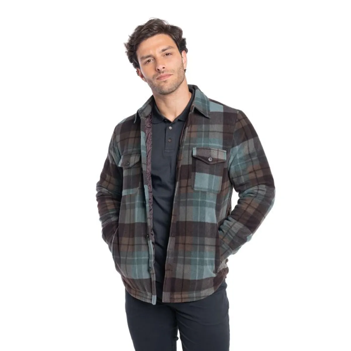 TRUVAL - Chaqueta Micropolar Cuadros Hombre