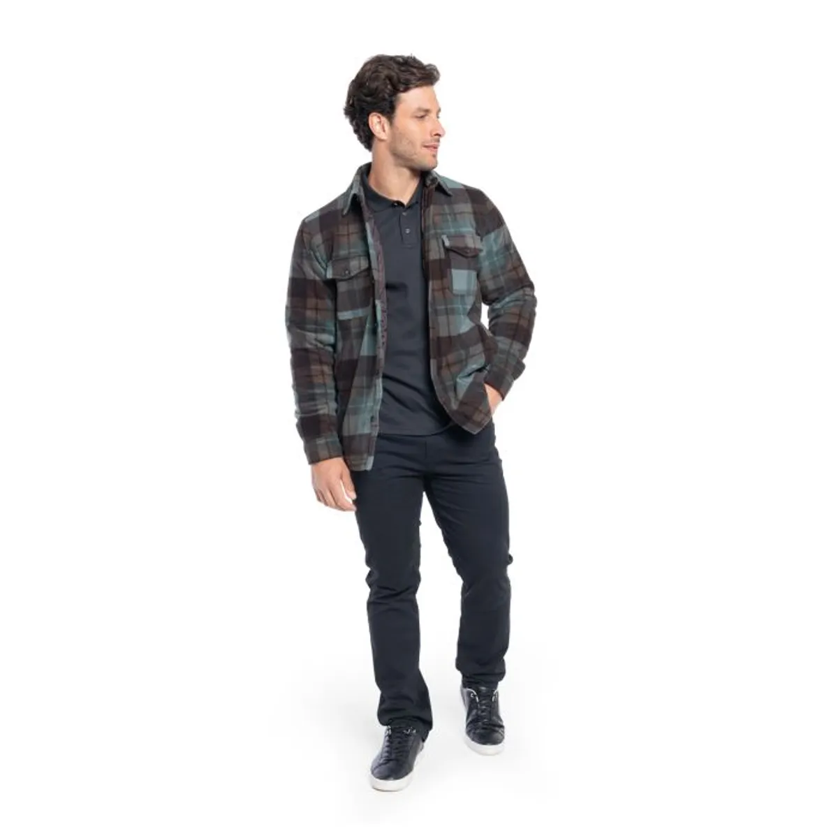 TRUVAL - Chaqueta Micropolar Cuadros Hombre