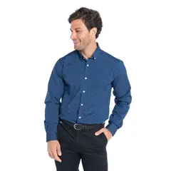 TRUVAL - Camisa Manga Larga Oxford Estampada Hombre