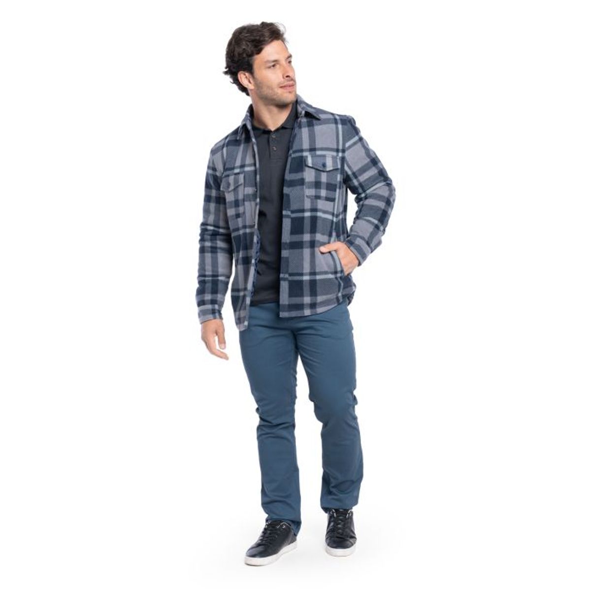 TRUVAL - Chaqueta Micropolar Cuadros Hombre