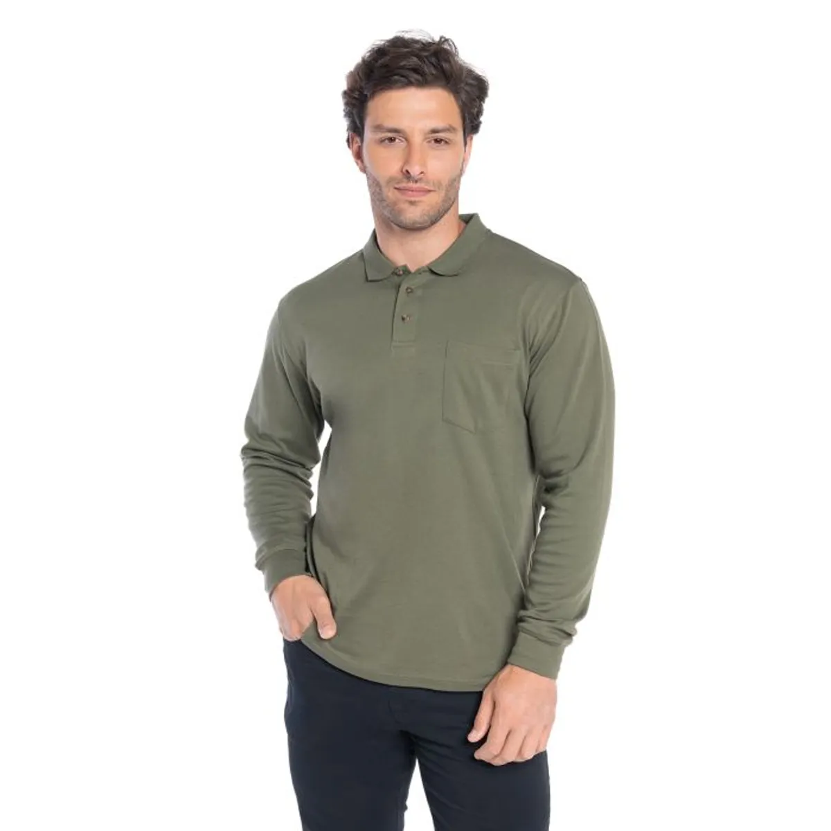 TRUVAL - Polera Manga Larga Jersey Cuello Polo