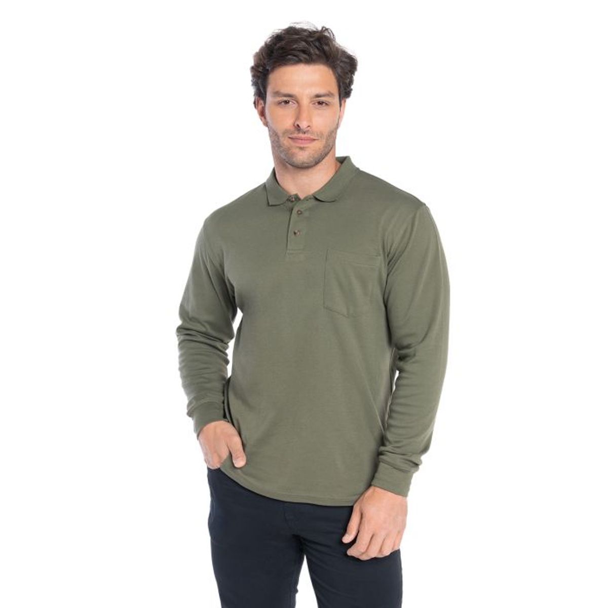 TRUVAL - Polera Manga Larga Jersey Cuello Polo