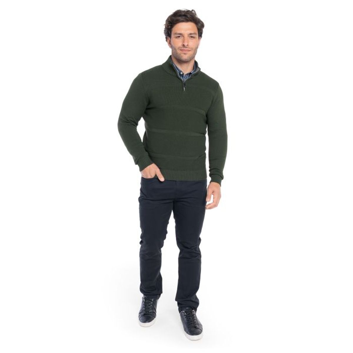 TRUVAL - Sweater Cuello Alto Cierre Hombre