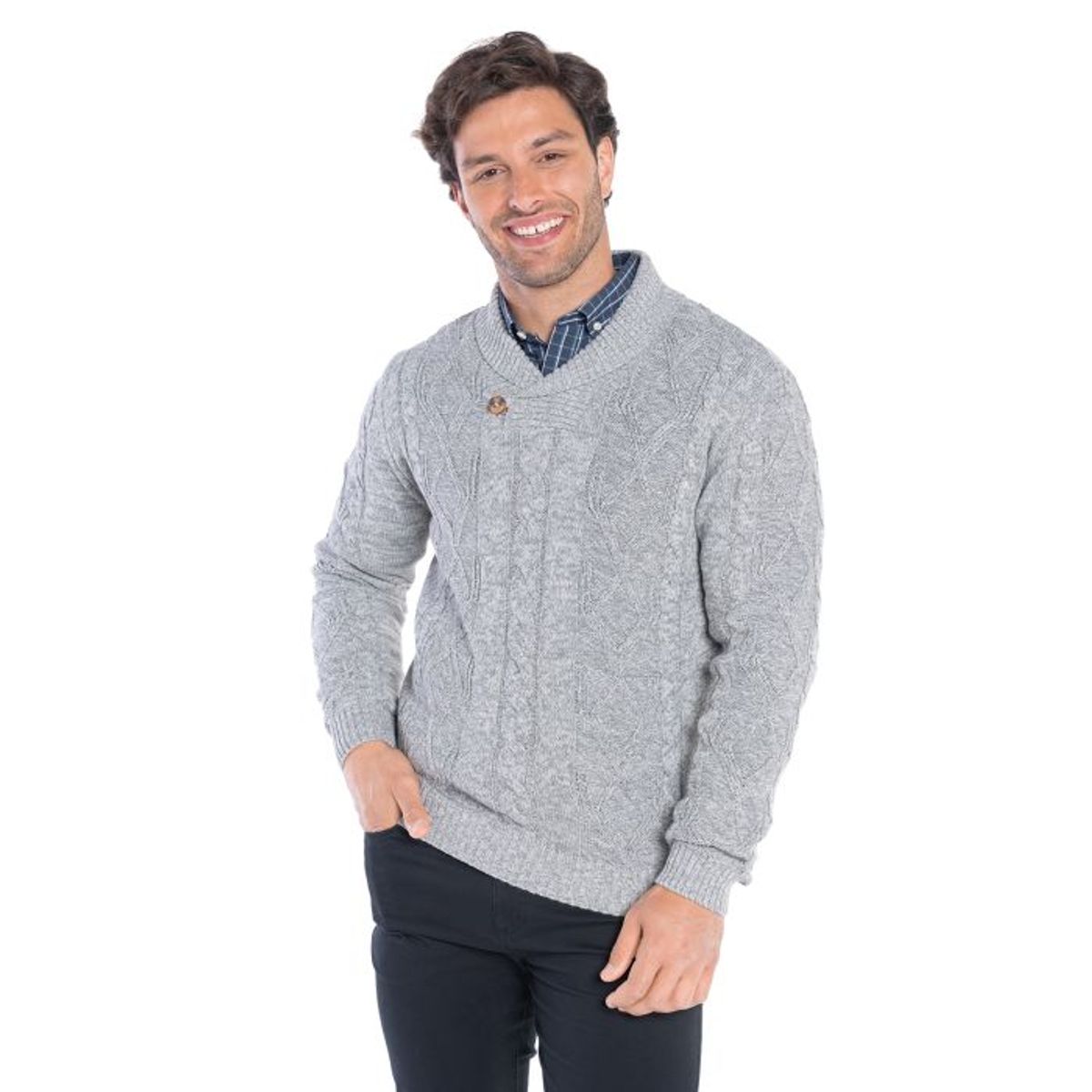 TRUVAL - Sweater Cuello Cruzado Hombre