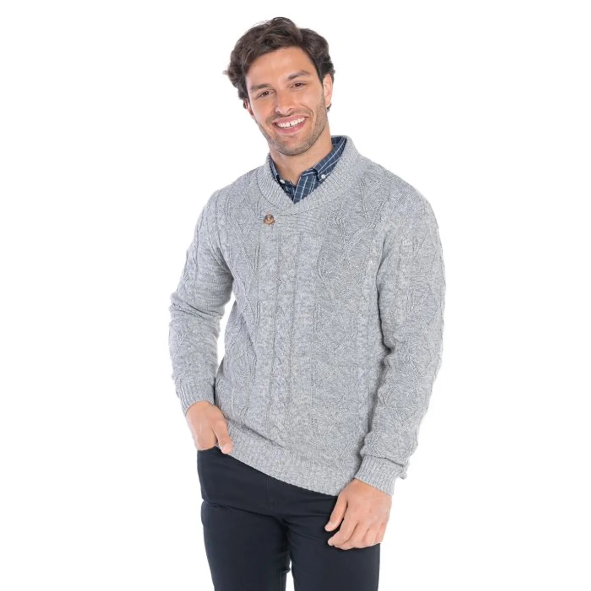 TRUVAL - Sweater Cuello Cruzado Hombre