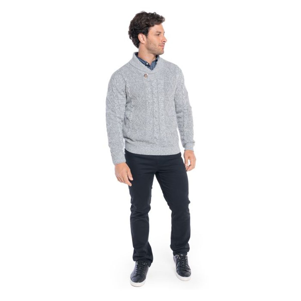 TRUVAL - Sweater Cuello Cruzado Hombre