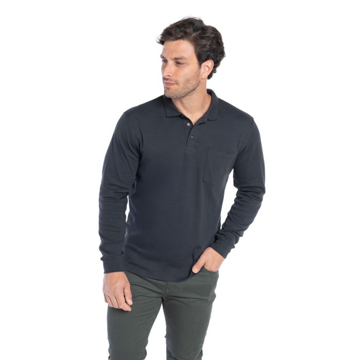 TRUVAL - Polera Manga Larga Jersey Cuello Polo