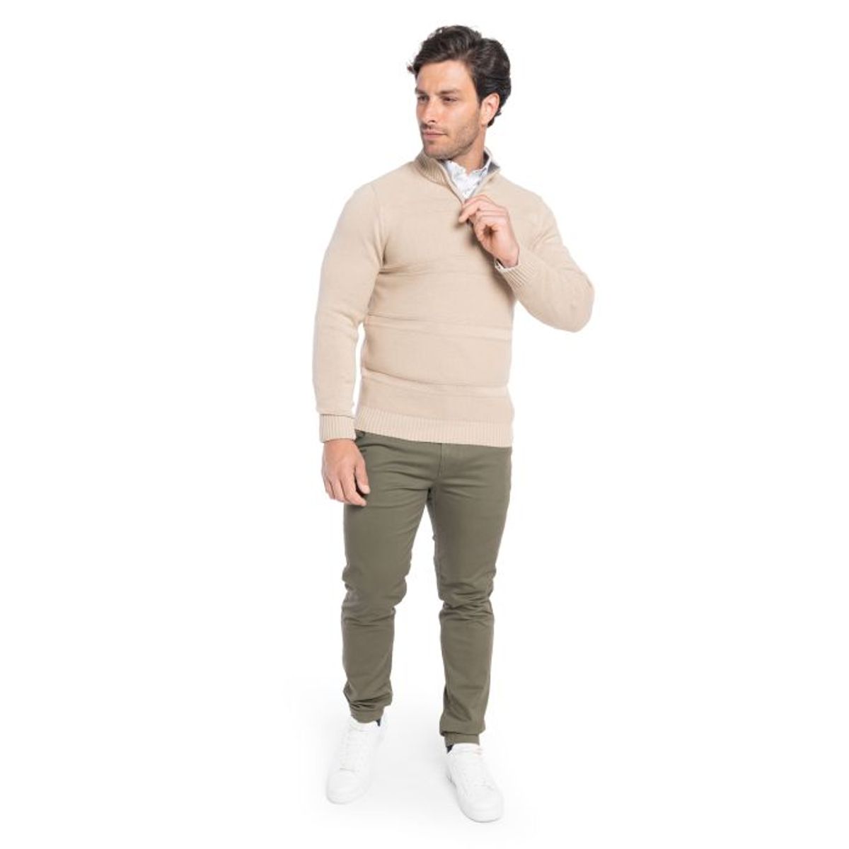 TRUVAL - Sweater Cuello Alto Cierre Hombre