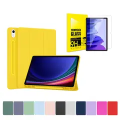 GENERICO - Funda Más Lámina De Vidrio Para Galaxy Tab A11 Plus / A9 Plus 11 " - Amarillo