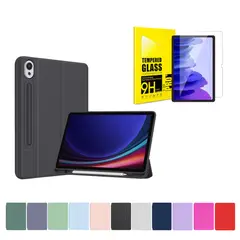 GENERICO - Funda Más Lámina De Vidrio Para Galaxy Tab A11 Plus / A9 Plus 11 " - Gris Oscuro