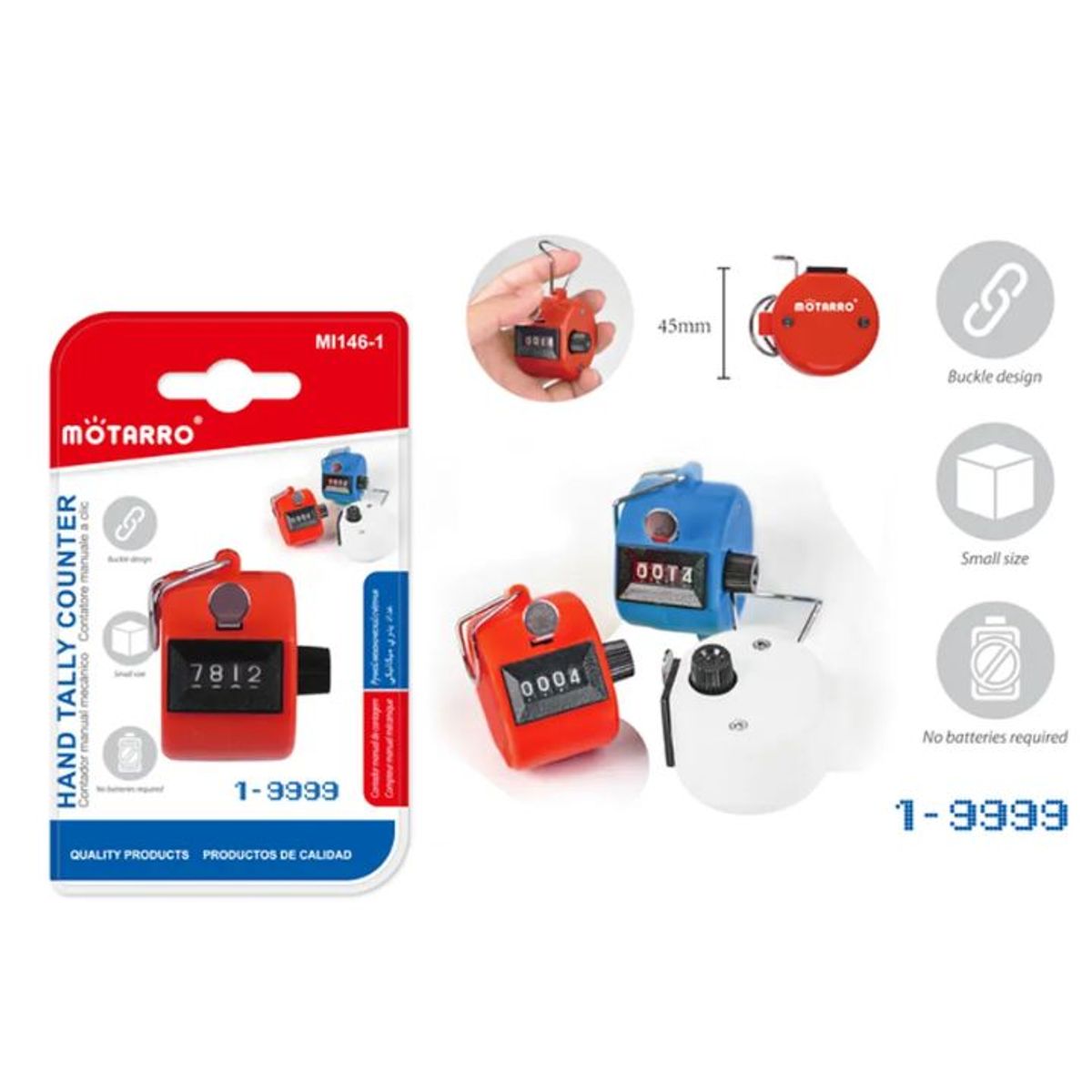 GENERICO - Contador Mecanico Manual De Clicker Plastico 45mm