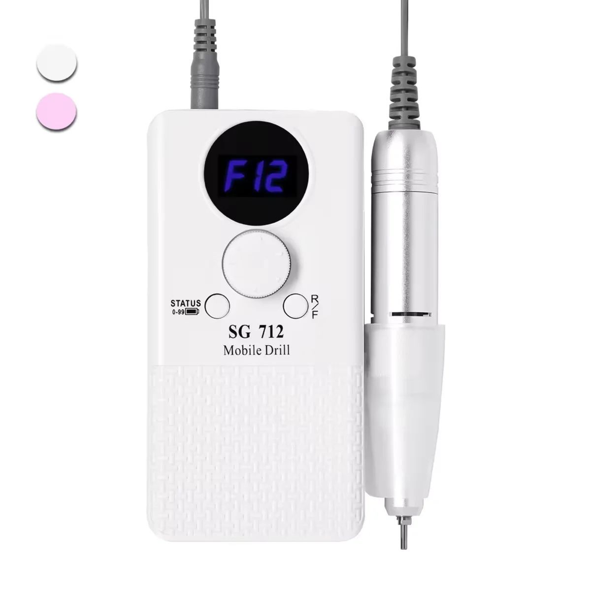 GENERICO - Torno de Uñas Profesional Recargable 45000 RPM con Pantalla Digital - Blanco